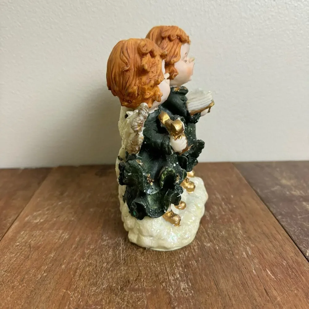 Vintage Resin Angel Trio Christmas Holiday Decor Music Box‎ velvet bottom